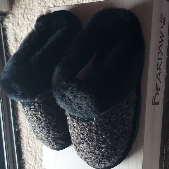 BEARPAW EFFIE BLACK TWEED WOMENS SLIPPERS SIZE 6 NIB - Picture 3 of 5